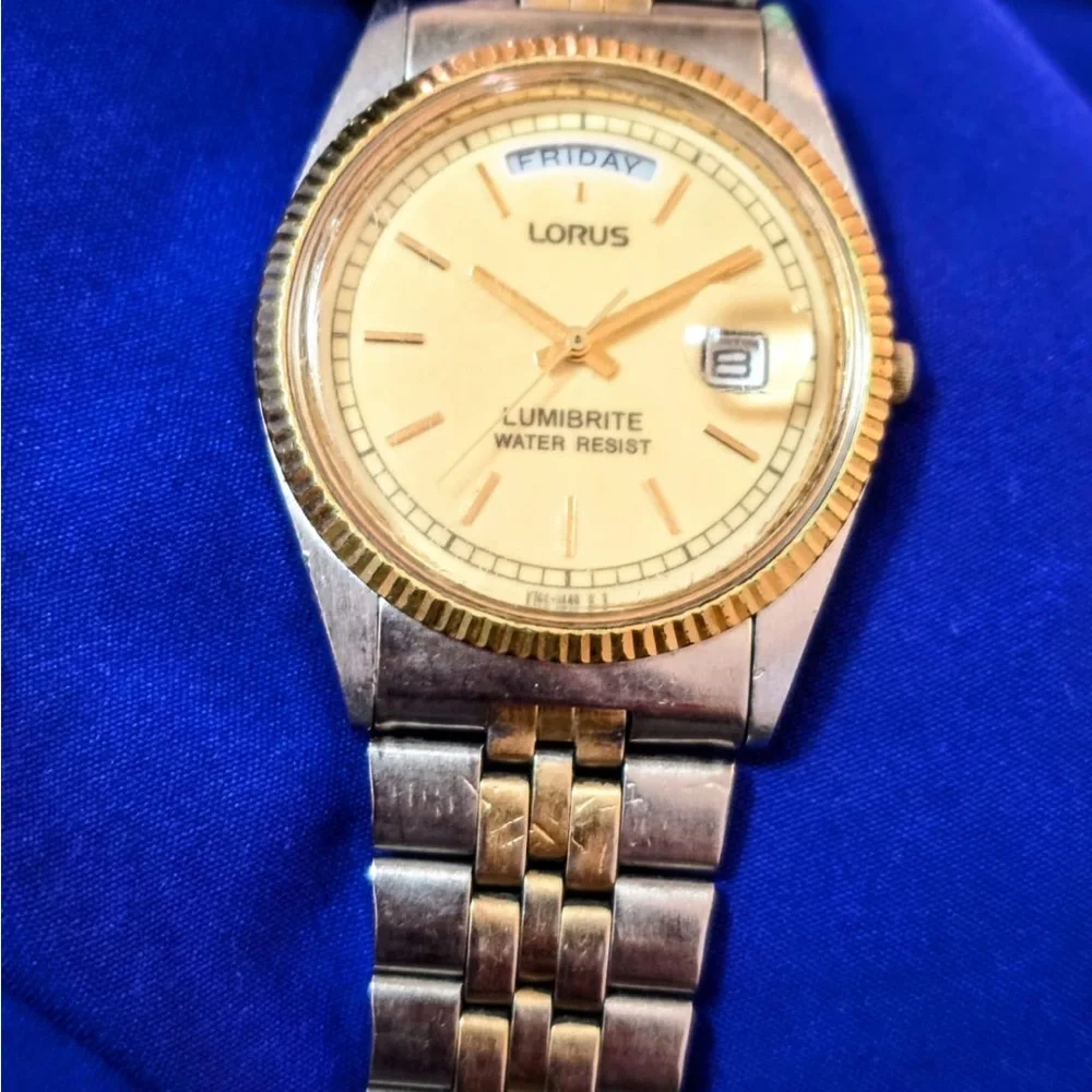 Lorus by Seiko Presideny Day Date Gold Tone Mens Watch